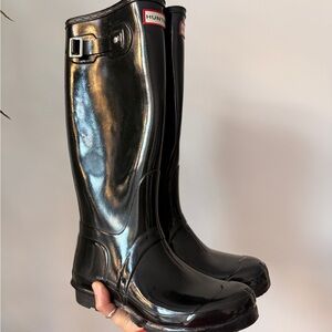 Classic Hunter Tall Wellington Glossy Black Rain Boots size Women’s 7 US / 37 UK